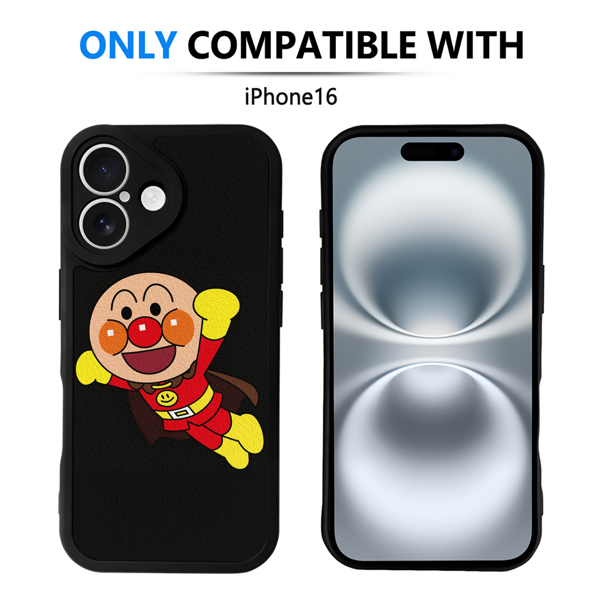 （画像用） アンパンマン Anpanman 【iPhone 16シリーズ対応】シリコンスマホケース（レザー調） 材質：シリコン